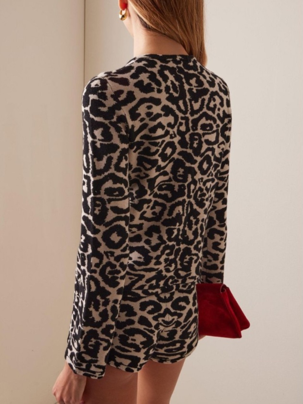 POSSE Sweater Lexi Cardigan in Leopard Black Tan - Picture 4 of 9